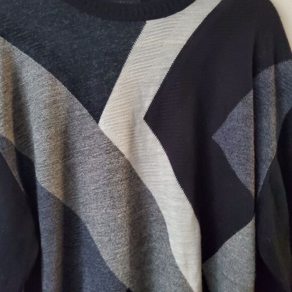 Vintage Protege Collection Geometric Sweater XL Mens Black & Gray - Picture 3 of 10
